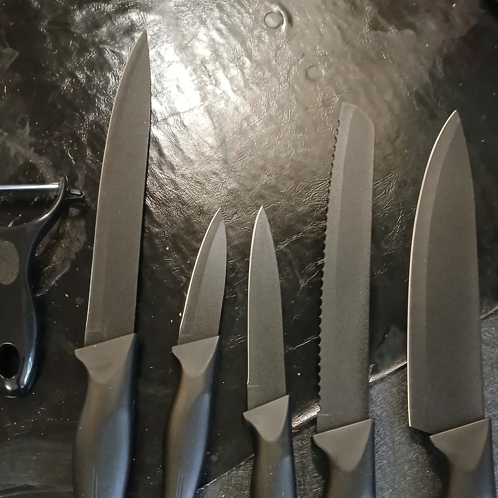5pc Knife Set with Peeler New Black